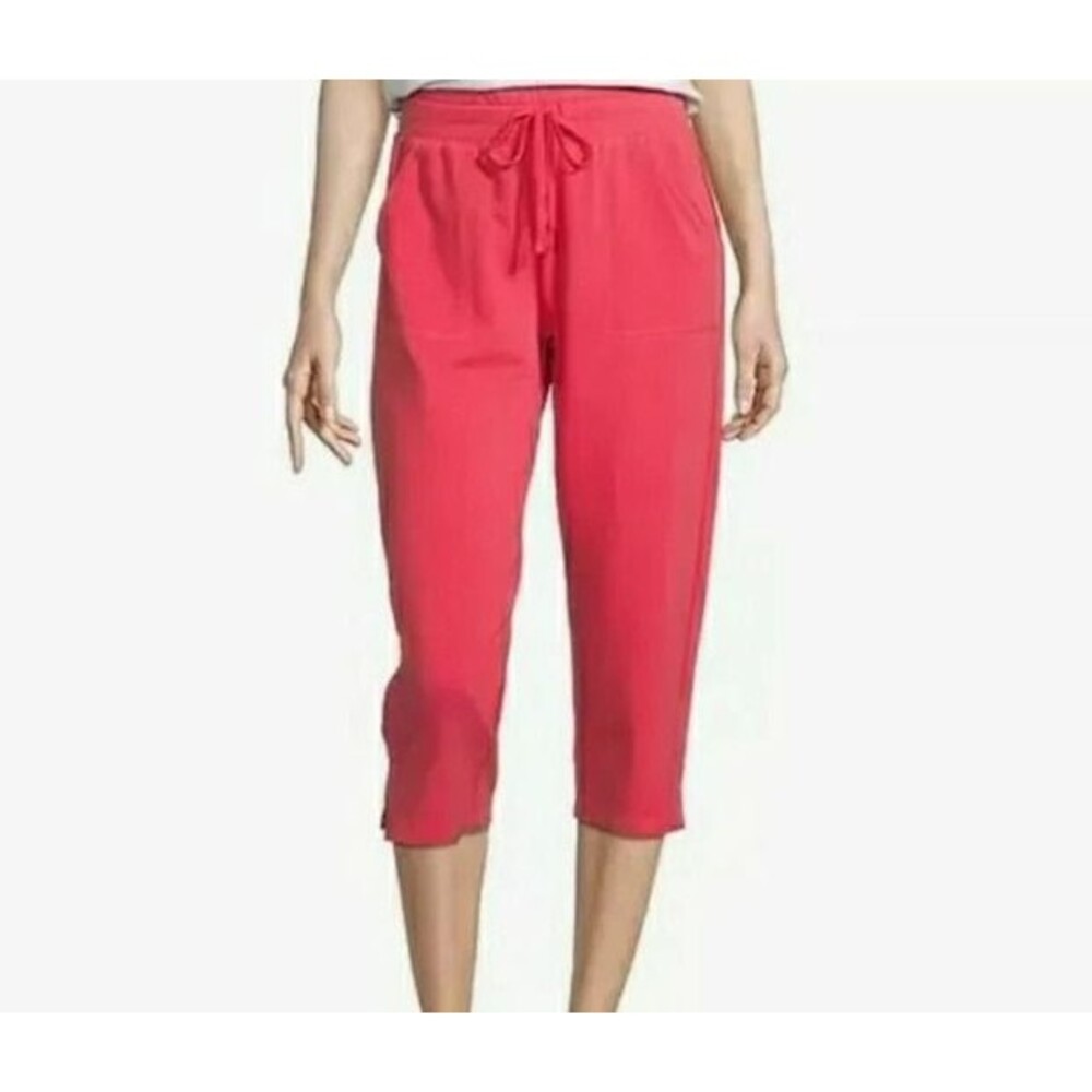 ST. JOHN’S BAY Women's Mid Rise French Terry Capris - Vermillion Red - 2X